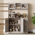 thumbnail image 4 of Studyset 67" Tall Kitchen Hutch Storage Cabinet, Kitchen Pantry Cabinet with Storage, Buffet Cabinet with Countertop for Microwave Stand, Tall Sideboard Storage Hutch Cabinets with LED, 3 Drawers & Ad, 4 of 8