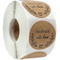thumbnail image 1 of 500pcs Kraft Handmade With Love Stickers Round Handmade Adhesive Stickers Label Roll Baking Sticker Self-adhesive Label For Gifts, Crafts Or Diy Proje, 1 of 5