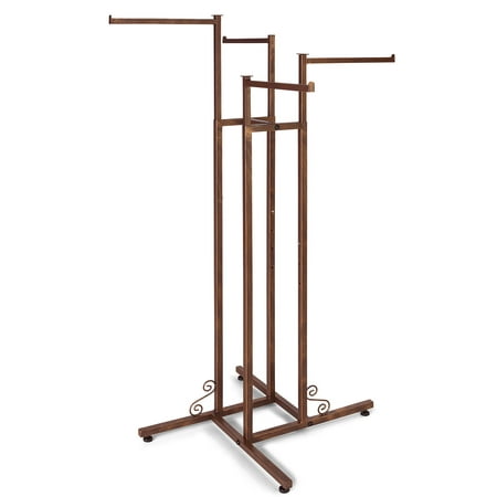 SSWBasics 4-Way Clothing Rack with Straight Arms - Boutique Cobblestone (Adjustable Leveler Glides)