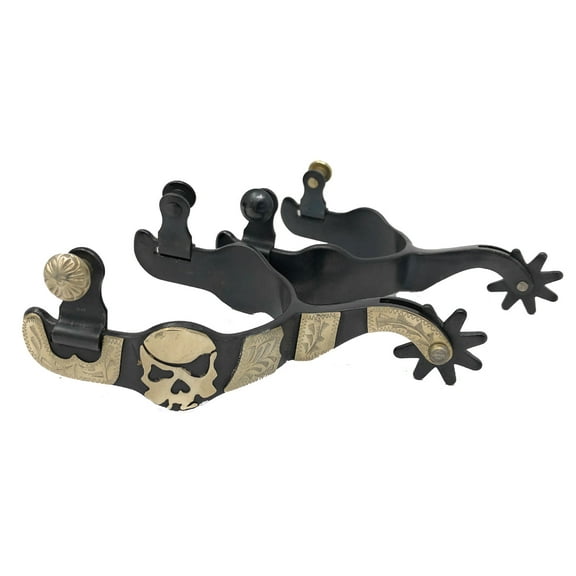 AJ Tack Men's Antique Brown Pirate Skull Spurs