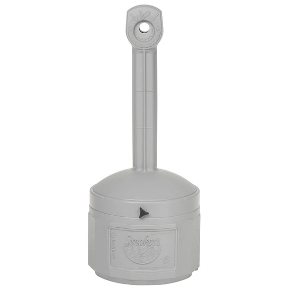 Justrite Cease-Fire Cigarette Butt Receptacle - 16-1/2" Dia.X38-1/2"H - 4-Gallon Capacity - Gray CA2