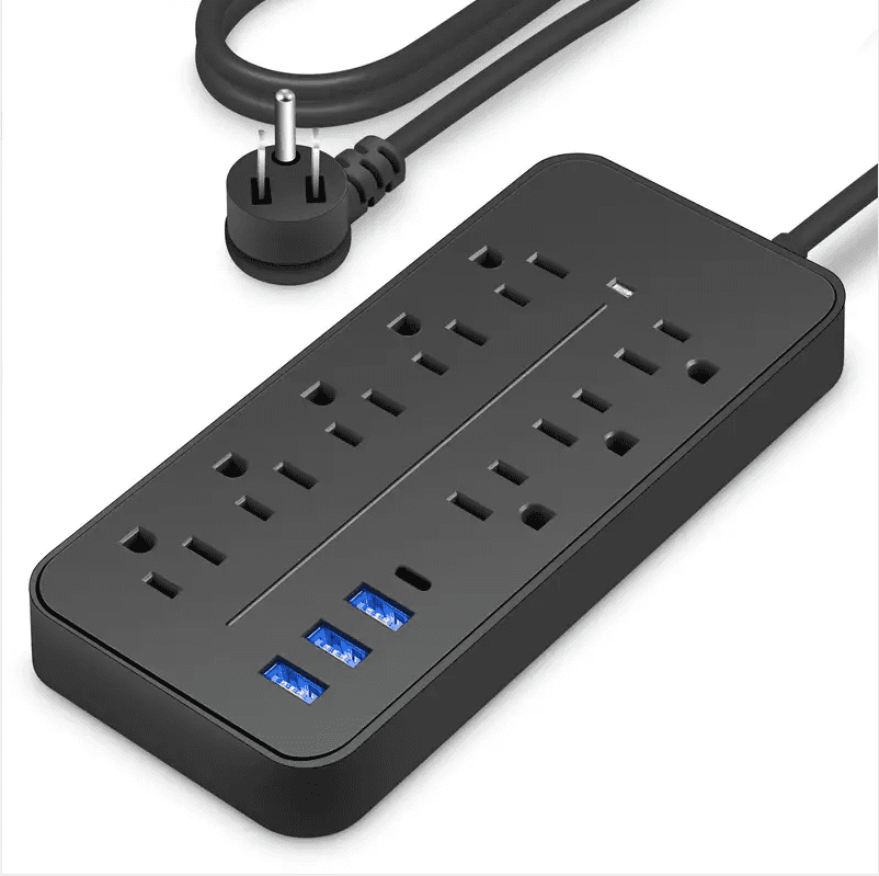 Power Strip With Usb, 8 Outlets, Surge Protector With 3 Usb And 1 C