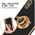 thumbnail image 3 of iPhone X Case,iPhone Xs Case,Slim Fit Soft 360° Ring Holder Kickstand Magnetic Car Mount Supported Soft Shockproof Drop Protective Phone Cover for Apple iPhone X/XS 5.8 Inch, Black/Golden, 3 of 9