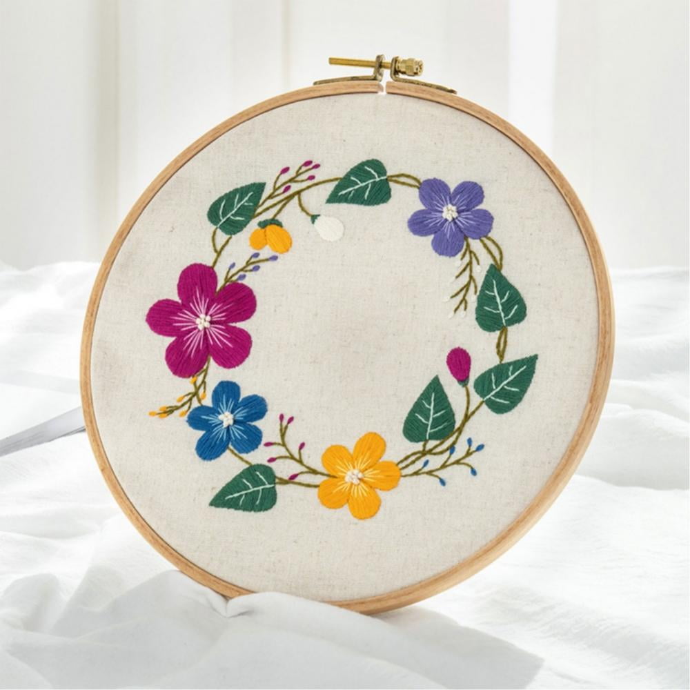 Funchey Full Range of Embroidery Starter Kits with Pattern Stamped Cross Stitch Kits Beginners for DIY Embroidery Needlepoint Kit-Beautiful Potted 6.7 x6.7 inch 