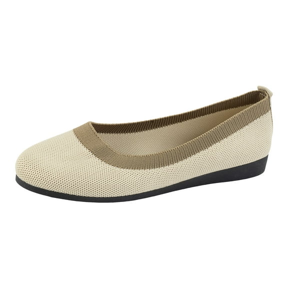 Mepaouo Women's Slip on Flat Shoes Round Toe Knit Ballerina Walking Dress Shoes Casual Mary Jane