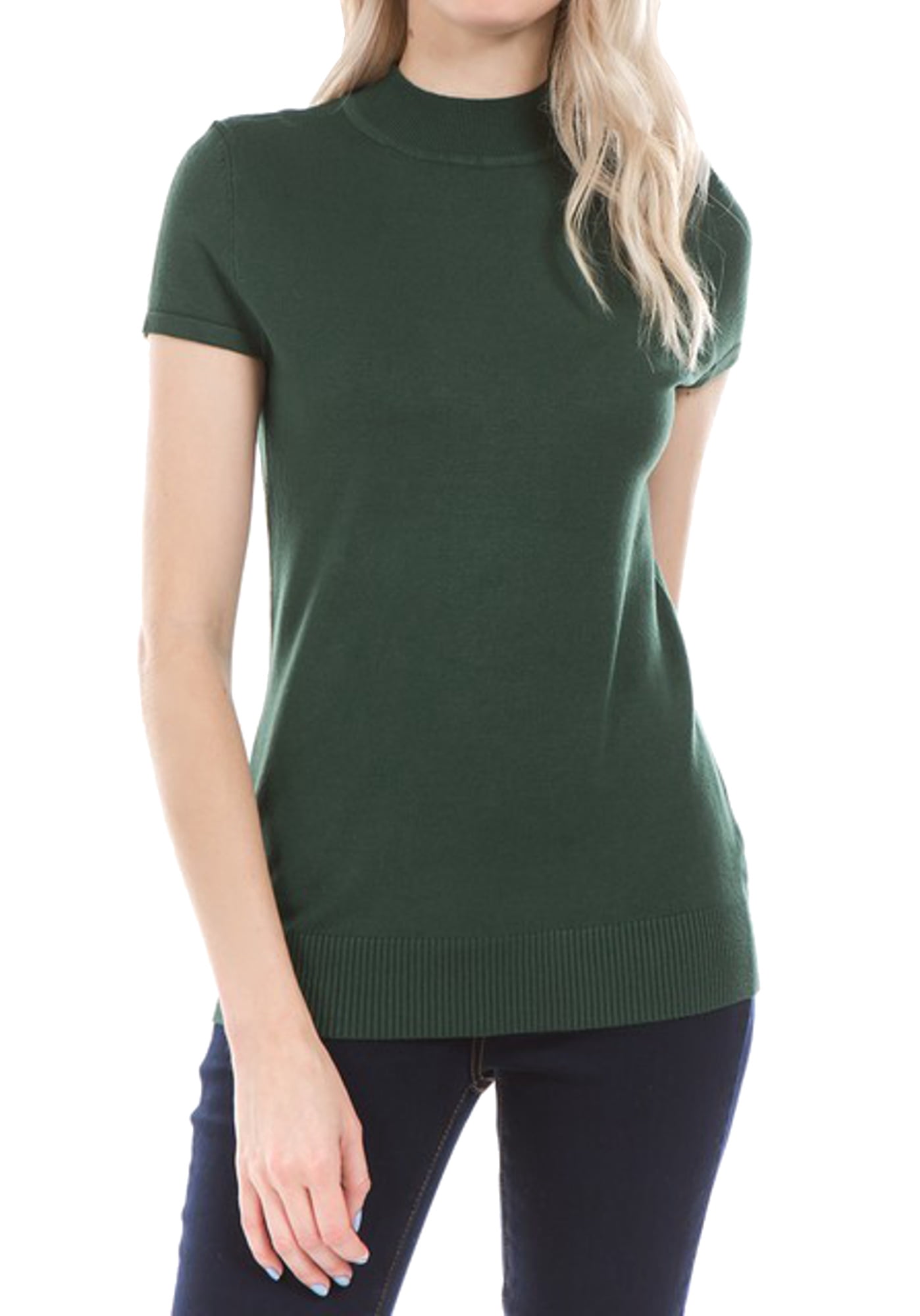 Mock Neck Short Sleeve Sweater