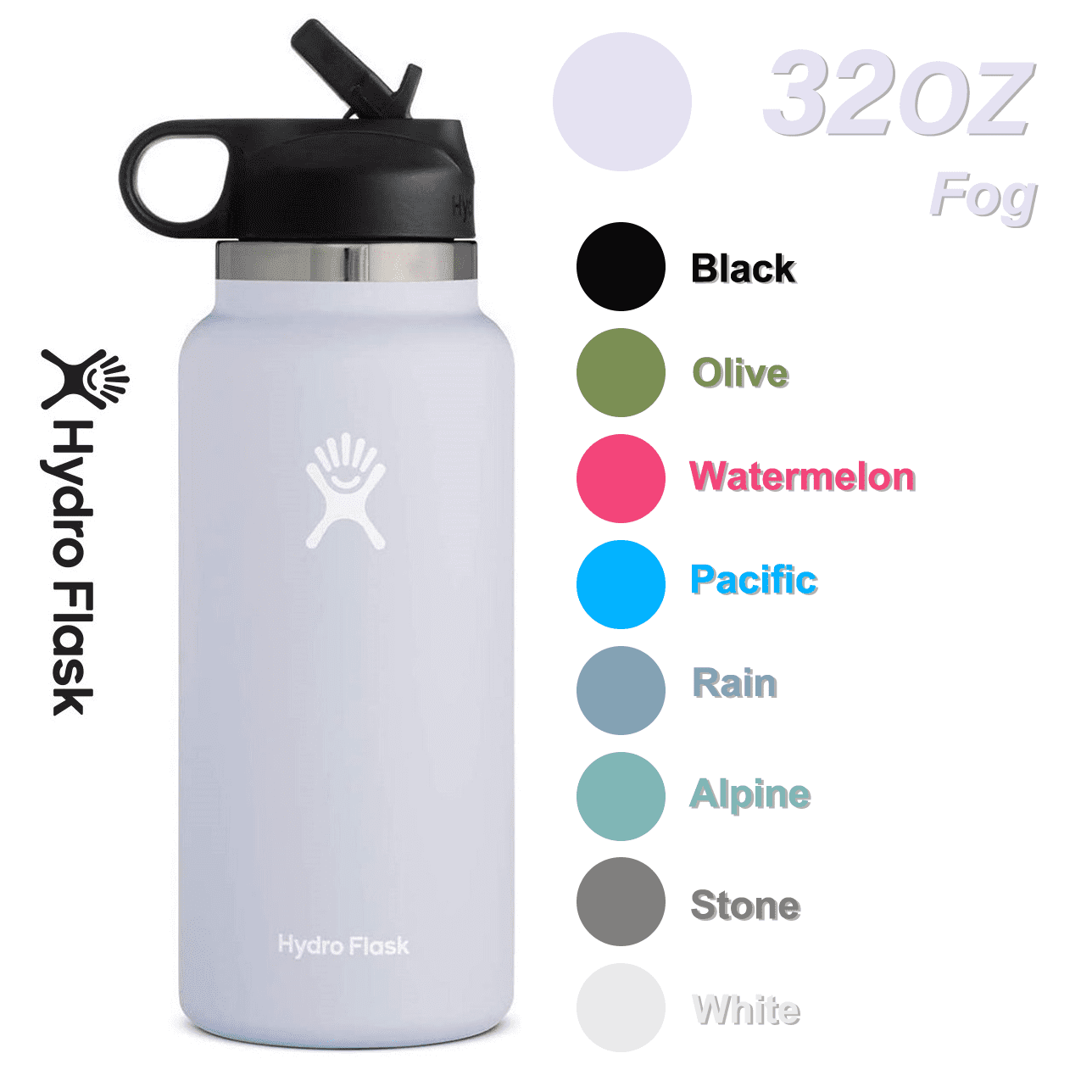 Grey Hydro Flask Wide Mouth Water Bottle Straw Flip Lid Cap Cover for Hydro Flask 
