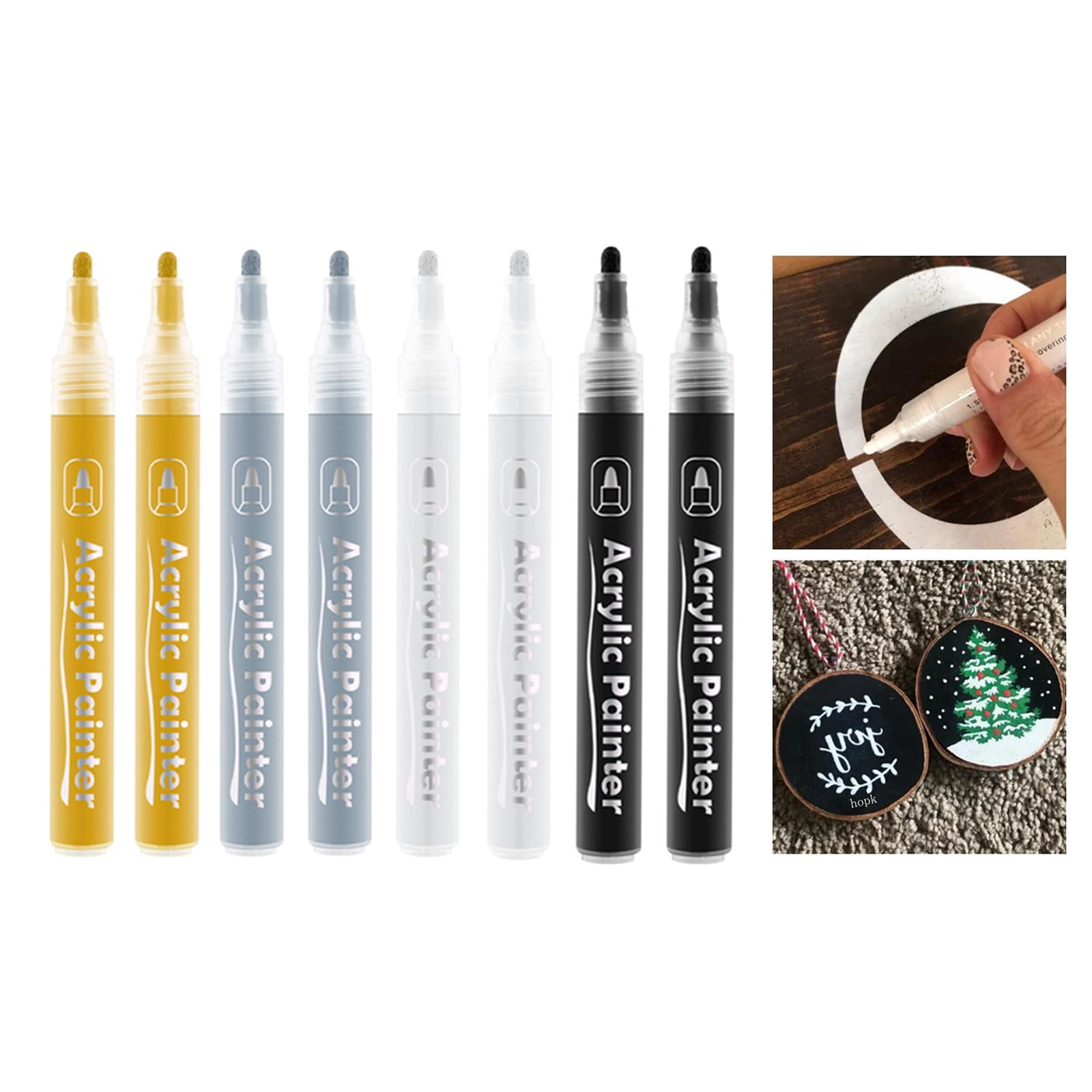 FVDPWYE 8Pcs Metallic Marker Highlights Medium Tip Paint Pen for Fabric DIY Craft