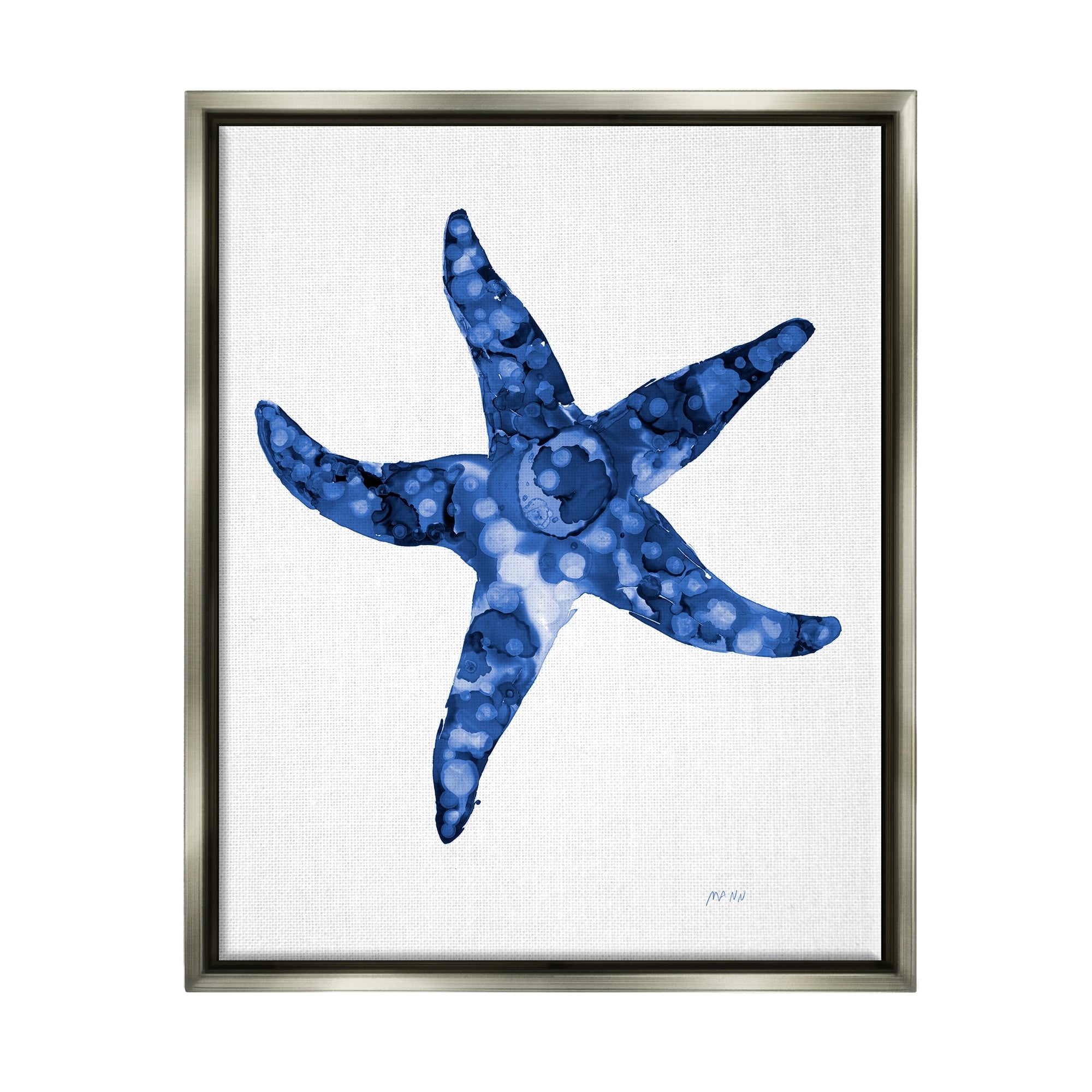 Stupell Industries Casual Starfish Beach Ocean Sea Life Painting Painting Luster Gray Floating Framed Canvas Print Wall Art, Design by Patti Mann