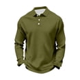 thumbnail image 6 of Men's Button Down Long Sleeve Shirt Turndown Collar Pullover Cotton Polyester Spandex Blend Solid Color Casual Top For Daily Office Work | Zenithor,Army Green L, 6 of 7