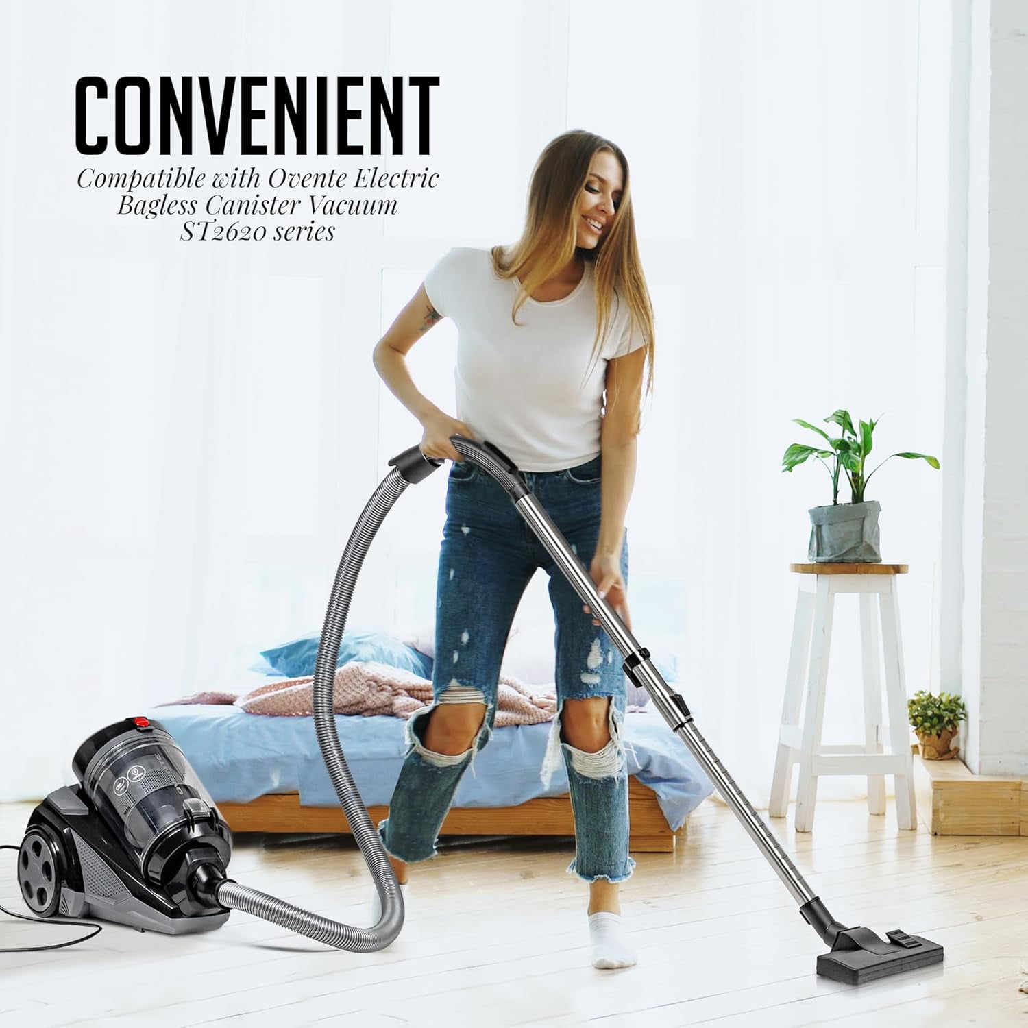 OVENTE Vacuum Accessory Holder, Compatible with ST2620 Electric Bagless Canister Vacuum Series, Reliable, Durable and Easy to Use, Black ACPST2679