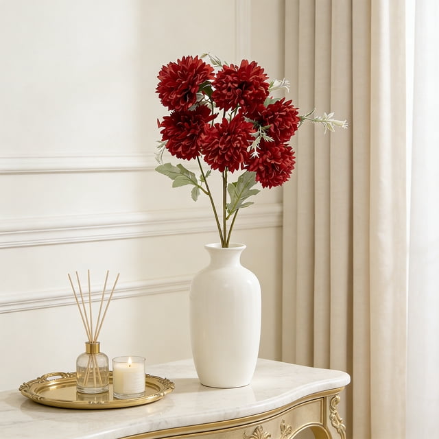 Artificial 6-headed Chrysanthemum Bouquet Small Bouquet Wedding Bridal Bouquet Artificial Flower Arrangement Setting.