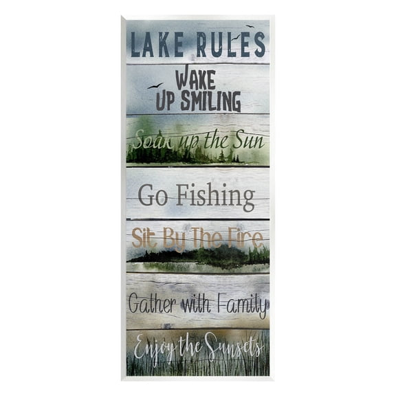 Lake Rules Rustic List Typography Graphic Art Unframed Art Print Wall Art