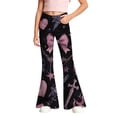 thumbnail image 2 of Bysome Girls Pants Bowtie Print Elastic Waist With Pockets Flared Trousers Casual Girls Pants Size 5-6 Years Black, 2 of 4