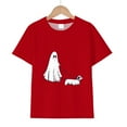 thumbnail image 4 of CAUYDY Toddler Baby Girls Halloween T-Shirt Ghost Pumpkin Graphic Shirt Kids Cute Funny Spooky Season Short Sleeve Tees Top(A02-Red,18-24 M), 4 of 4