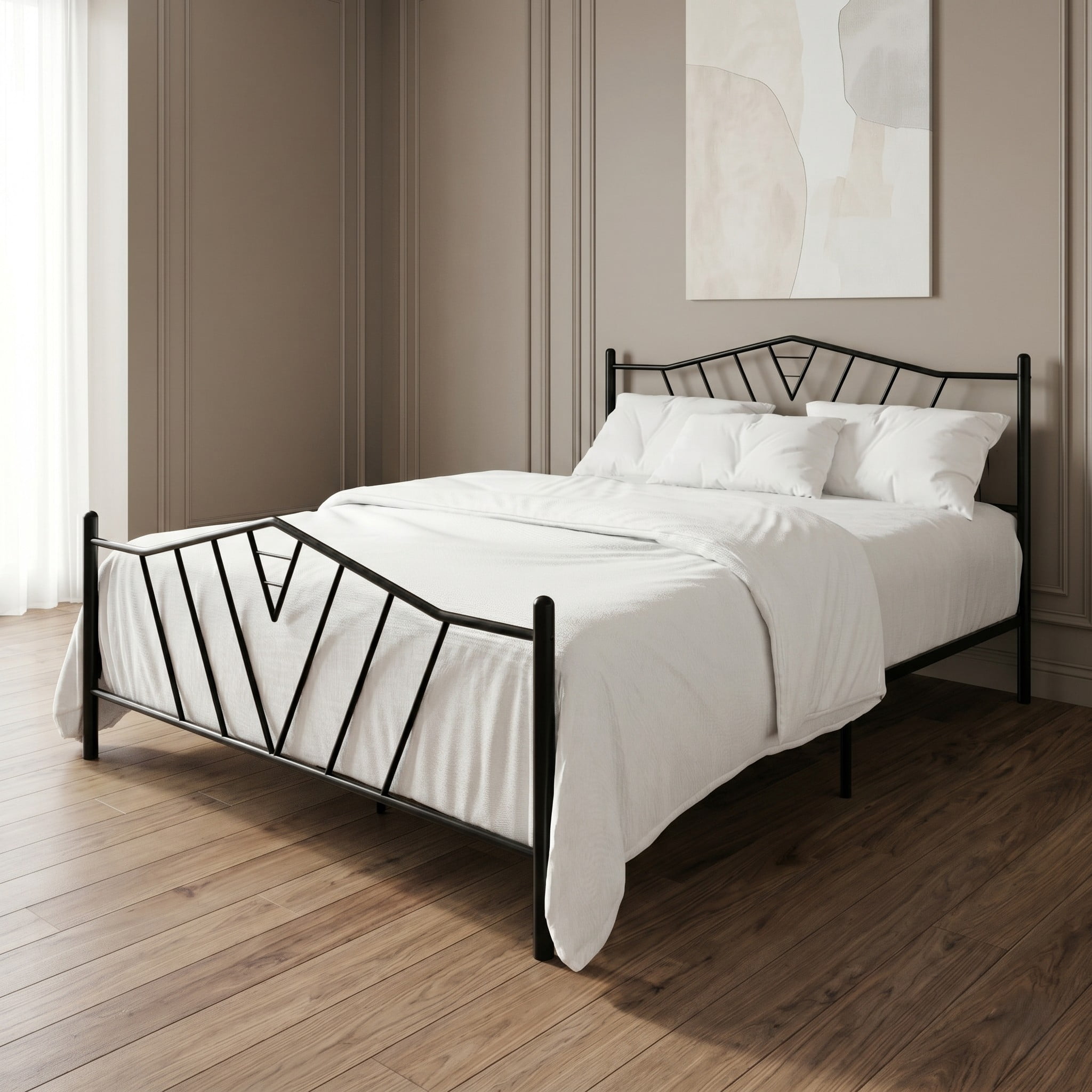 Home Design Valdosta Twin Metal Platform Bed, No Box Spring Required, Modern Design, Easy Assembly, Black