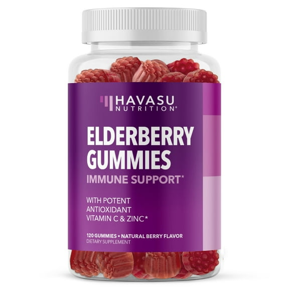 Havasu Elderberry Gummies with Zinc and Vitamin C, Immune Support for Adults, 120 Ct