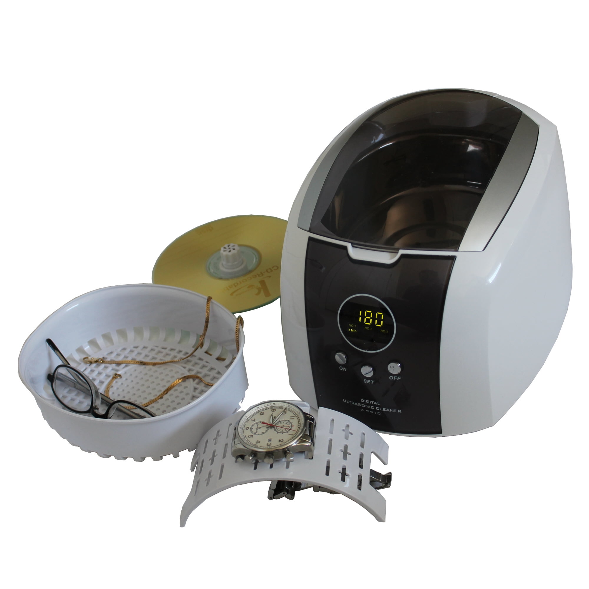 iSonic® D7910B Digital Ultrasonic Cleaner for Jewelry, Eyeglasses, Watch, CD/DVD, 1.6Pt/0.75L, 110V 35W