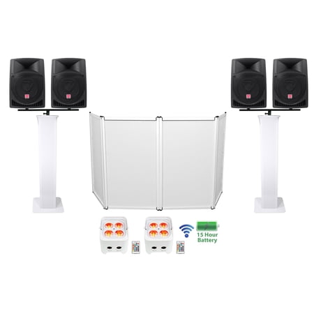 Rockville DJ Package w/(4) 12  Powered Speakers+Facade+Totem Stands+Up-Lights price history on PriceWatchPro