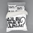 thumbnail image 1 of Saying Duvet Cover Set, Be My Valentine Theme Romantic Message Monochrome Valentines Day Script Design, Bedding Set with Shams and Fitted Sheet, 3 Sizes, by Ambesonne, 1 of 3