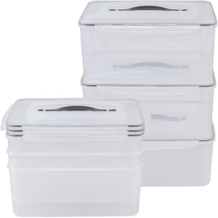 15 Liter Clear Plastic Airtight Food Containers with Lid 6 Pack Latching Storage Container Box