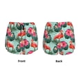 thumbnail image 3 of Balery Palm Leaves Flamingo Pantalones cortos deportivos para mujer con forro y dos bolsillos, elásticos, para entrenamiento, gimnasio, yoga-Small, 3 of 7