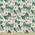 thumbnail image 2 of Butterfly Fabric by the Yard Upholstery, Spring Themed Repetitive Pattern with Little Abstract Flowers and Butterflies, Decorative Fabric for DIY and Home Accents, Multicolor by Ambesonne, 2 of 5