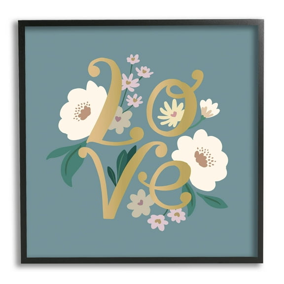 Love Blooming Florals Arrangement Botanical & Floral Graphic Art Black Framed Art Print Wall Art