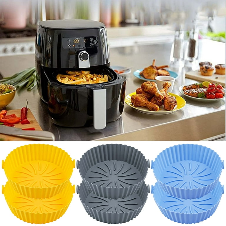 2x Silicone Pot for Air Fryer Dual Basket Liner Handle Baking Pan Fit for  Ninja