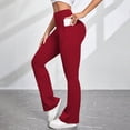 thumbnail image 2 of Arlun Women's Stretch High Waisted Yoga Pants Flare Bootcut Leggings Lightweight Comfort Breathable Trousers with Pockets Solid Color Casual Pants for Sports and Fitness Red XL, 2 of 7