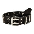 thumbnail image 2 of Double Grommet Belt for Women Men PU Leather Double Prong Buckle Vintage Punk Jeans Belts Black, 2 of 8