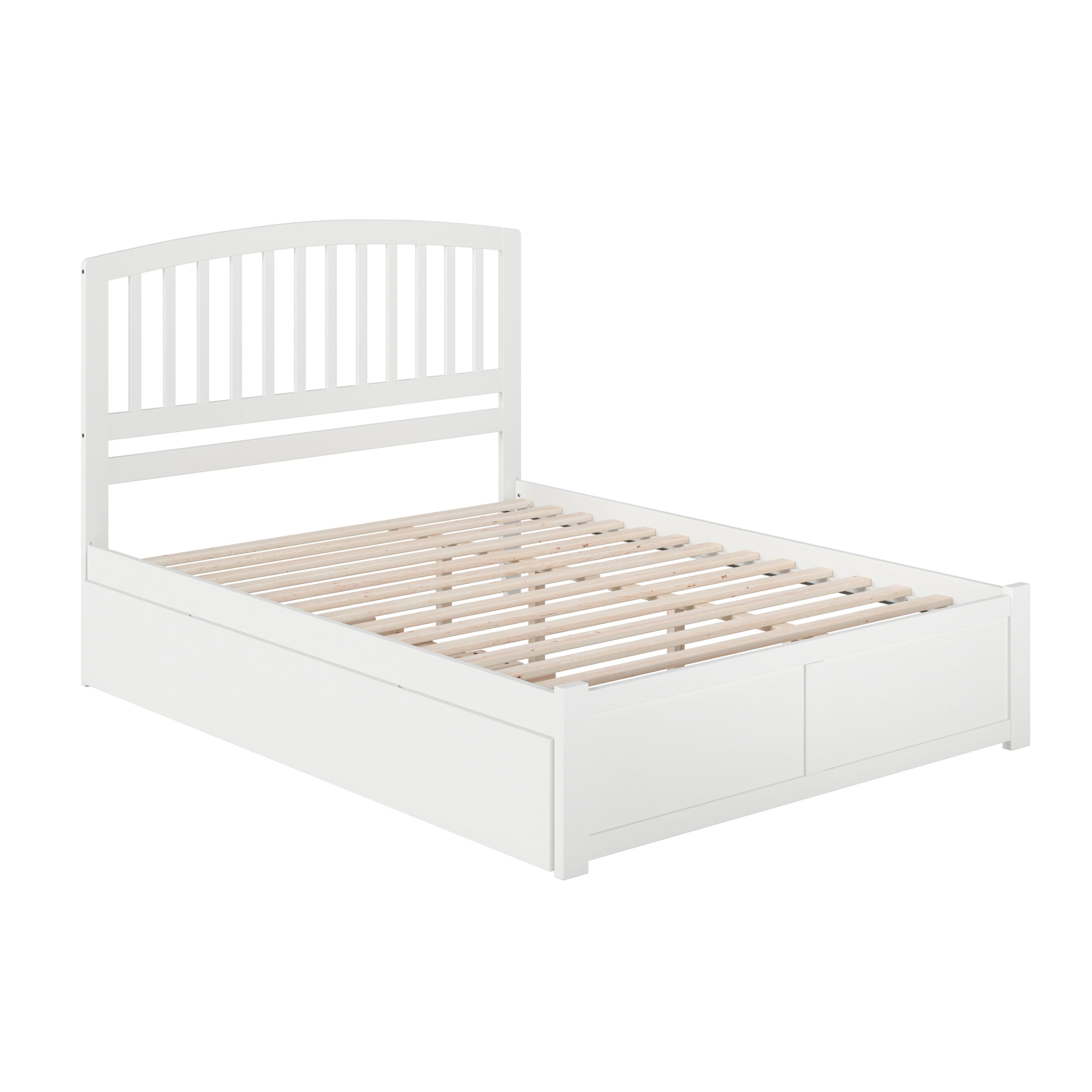 AFI Richmond Queen Wood Platform Bed with Headboard Footboard & Twin XL Trundle, White