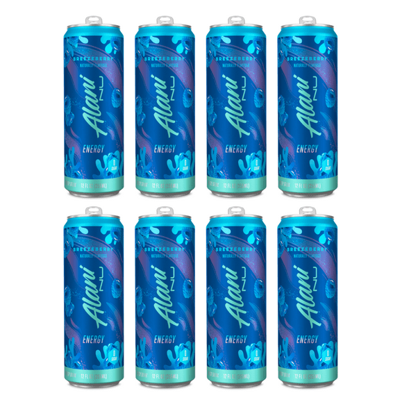 Alani Nu Energy Drink Breezeberry Flavor 12 fl oz Cans, 8 Pack Low Calorie Sugar Free Energy Beverage
