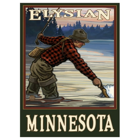 Elysian Minnesota Evening Fly Fishing Travel Art Print Poster by Paul A. Lanquist (9
