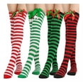 thumbnail image 2 of W 2 Pares De Calcetines Navideños, Medias Largas A Rayas, 2 of 8
