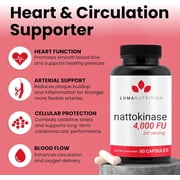 Luma Nutrition Nattokinase Supplement - Nattokinase 4000 FU Per Serving, Premium Nattokinase Formula for Heart Health Support - 60 Capsules, 30 Servings - Made in USA
