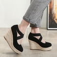 thumbnail image 5 of LIANGP Women's Sandals Straw Rope Fisherman Shoes Women Round Toe Rubber Platform Women High Heels Fashion Espadrilles Shoes Women Women's Shoes Black Size 7.5, 5 of 7