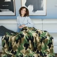 thumbnail image 5 of Catalonia Sherpa Throw Blanket, Fuzzy Snuggle Blanket for Camping, Traveling, Couch, and Bed, Super Soft, Light Weight, Reversible Blanket for all Season Use, Green Camo, 50'' x 60'', 5 of 7
