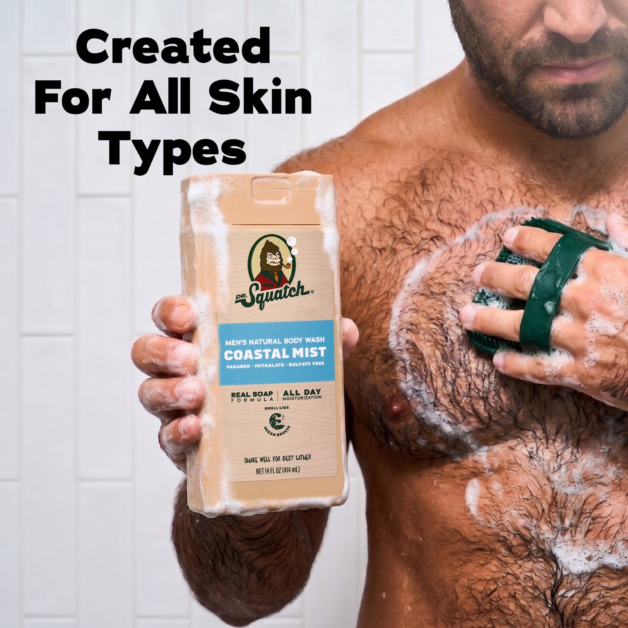 (2 pack) Dr. Squatch Mens Natural Body Wash, Sulfate Free Moisturizing Body Wash for men, Coastal Mist, 14 fl Oz