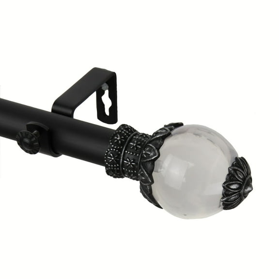 Contemporary Home Living 54.25" Black and Clear Ray Contemporary Window Single Curtain Rod