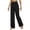 Black, variant on Womens Casual Pants Pull on Elastic Waist Side Pockets Regular Fit Solid Color Straight Leg Pants Women