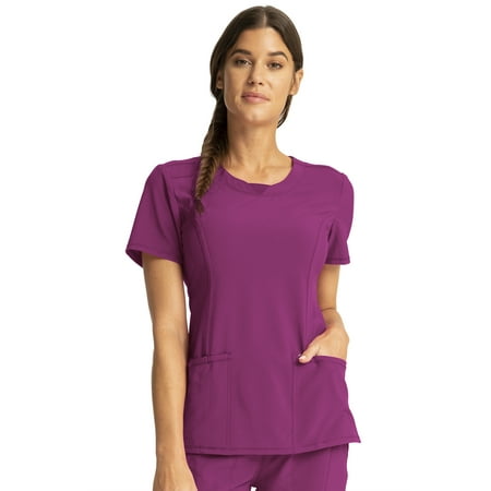 

Cherokee Infinity Scrubs Top For Women Round Neck 2624A XL Orchid Flower