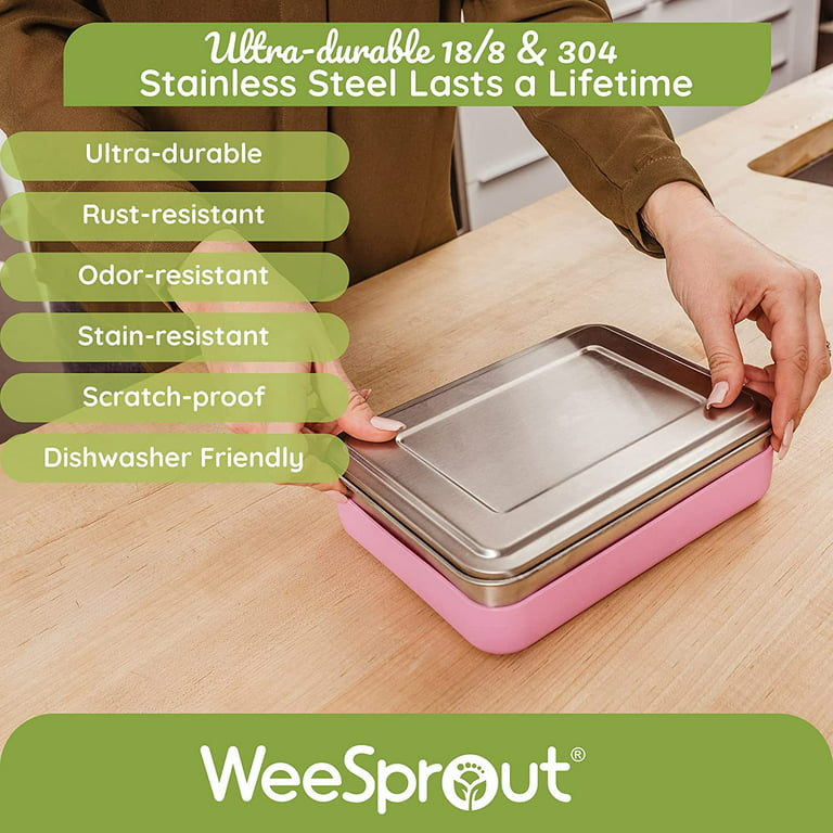 WEESPROUT Large Stainless Steel Bento Box With Silicone Sleeve 