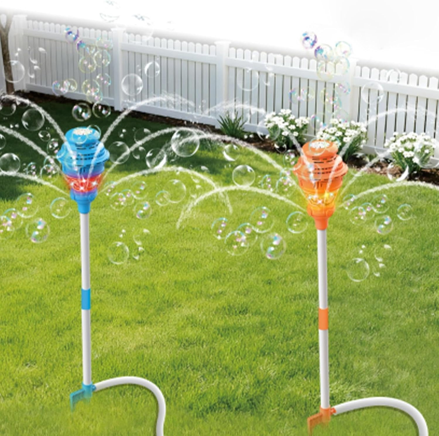 Guvpev 36" Automatic Bubble Machine Sprayer, Battery Powered Outdoor Lawn Summer Bubble Blower, Durable ABS Construction Bubble Maker for Garden, Wedding, Birthday Party & Unique Gifts, One Random