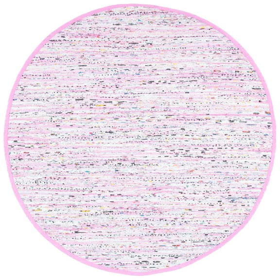 SAFAVIEH Rag Skylar Striped Cotton Area Rug, Light Pink/Multi, 6' x 6' Round