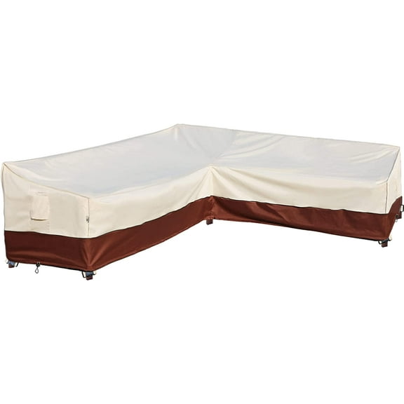 Outdoor Sectional Cover-L-Shaped Outdoor Patio Furniture Covers Waterproof Rip-Stop Anti-UV 600D Heavy Duty Outdoor Couch Cover with 3 Air Vent Sofa Cover 110''L （85''L）32''D 31''H