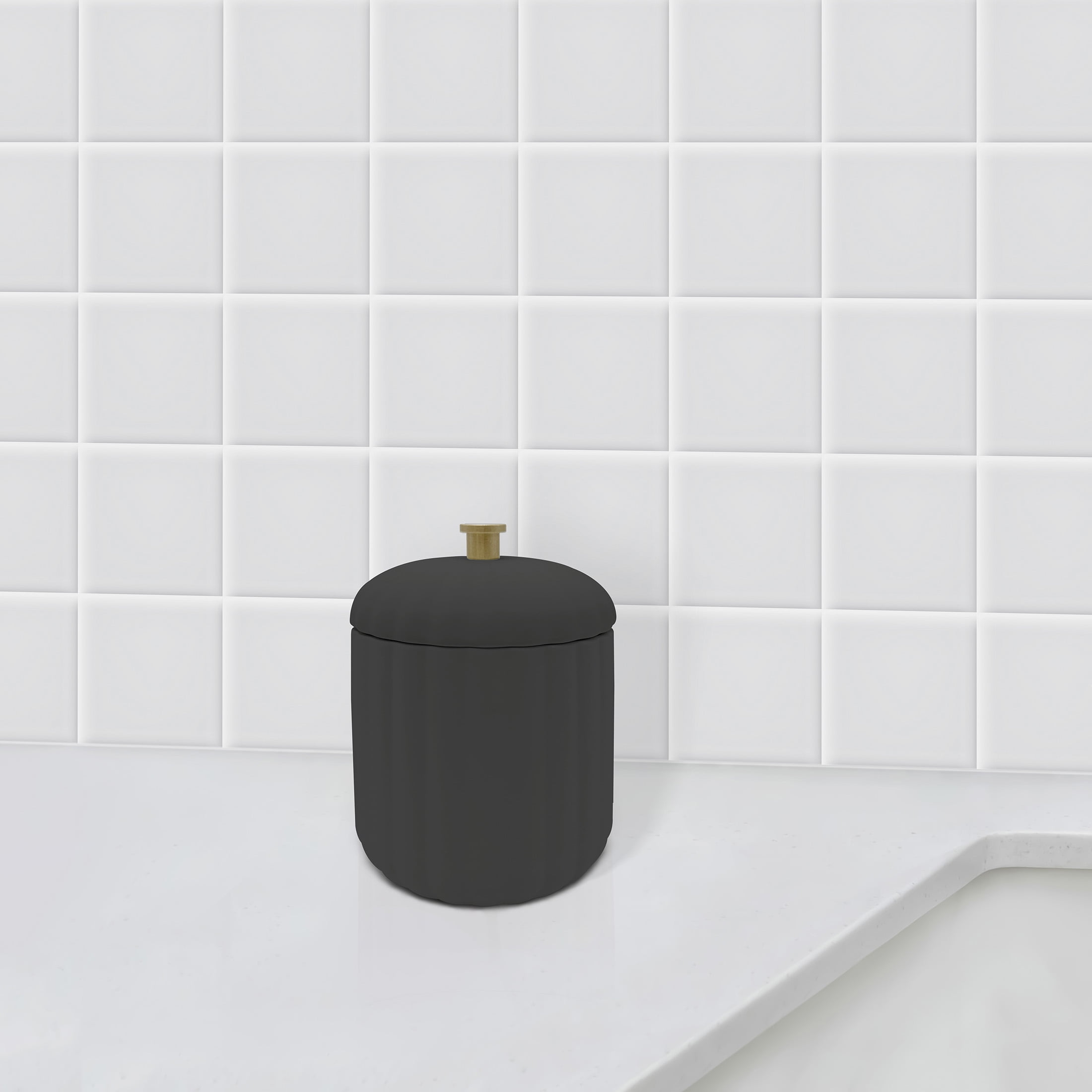 Beautiful By Drew Barrymore Bathroom Canister- Dark Gray
