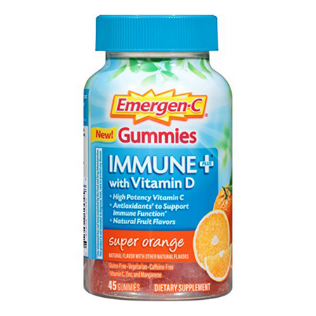 (2 pack) Emergen-C Immune+ Gummies, Super Orange, 500 mg, 45 Ct
