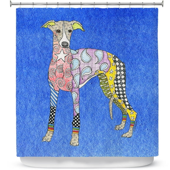 Shower Curtains 70" x 93" from DiaNoche Designs by Marley Ungaro - Greyhound Blue