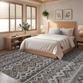 thumbnail image 5 of FairOnly 9'x12'Modern Boho Washable Rug for Living Room Soft Low Pile Non Slip Floor Carpet for Bedroom Playroom Nursery,Brown, 5 of 7